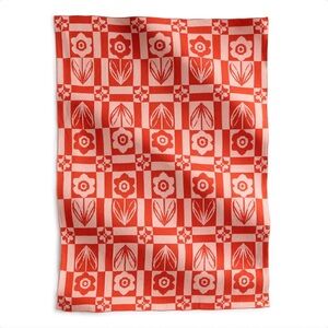 Vera Bradley Double Knit Cotton Throw Daffodils Red Clay